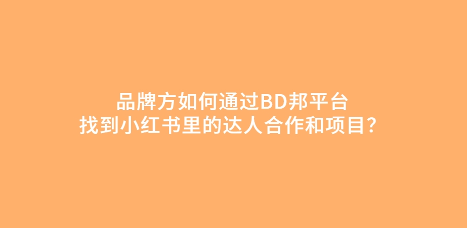 品牌方如何通过BD邦平台找到小红书里的达人合作和项目？